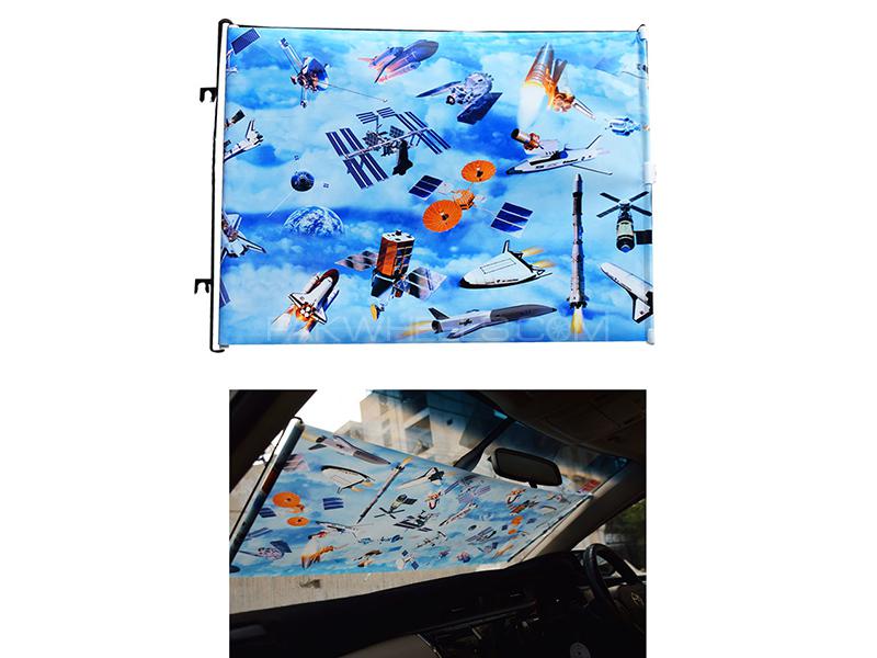 Universal Car Designed Curtain Wrapped Blue 45x125cm Image-1