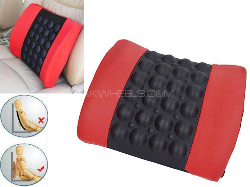 Universal Back Seat Massager Cushion - Red & Black Image-1