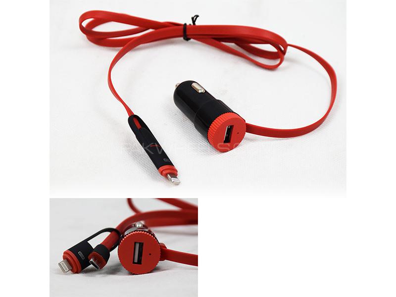 Car Charger With Light And USB Connector 2.0 - Red Image-1