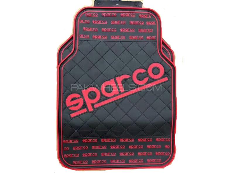 Universal Rubber Floor Mat Red & Black - Sparco Image-1