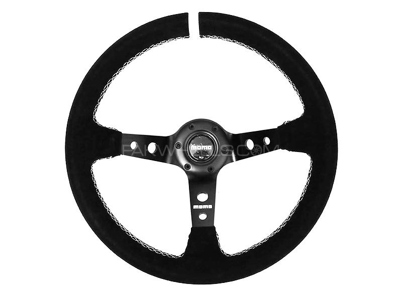 Universal Deep Dish Steering Wheel 350mm Suede Leather - Momo Image-1
