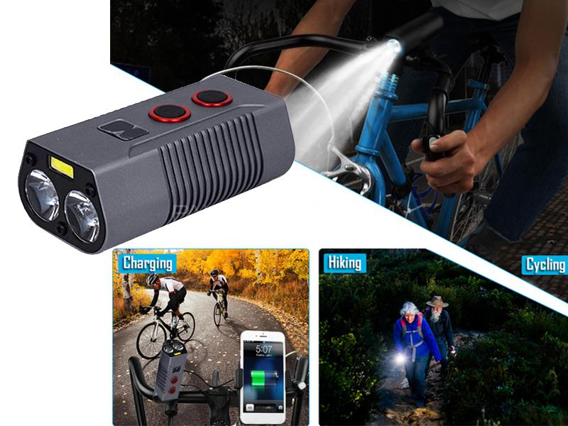 Rechargeable LED Bike & Bicycle Headlight Front Light Waterproof With Power Bank for sale in Karachi Image-1