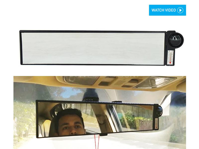 Wide Angle Universal Rearview Mirror With Compass Image-1
