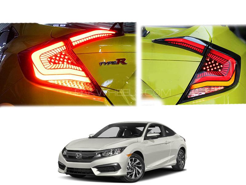 Honda Civic New Snake Style Lava Red LED Tail Lamps For 2016-2020 Image-1