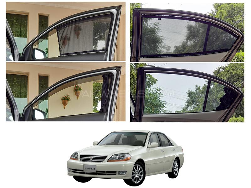 Awra Foldable Fitting Curtain Black Shades For Toyota Mark 2 2000-2004 Image-1