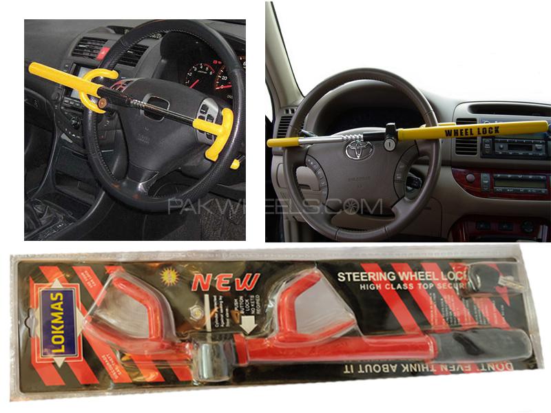 Lokmas Car Steering Wheel Anti Theft Wheel Lock Red Image-1