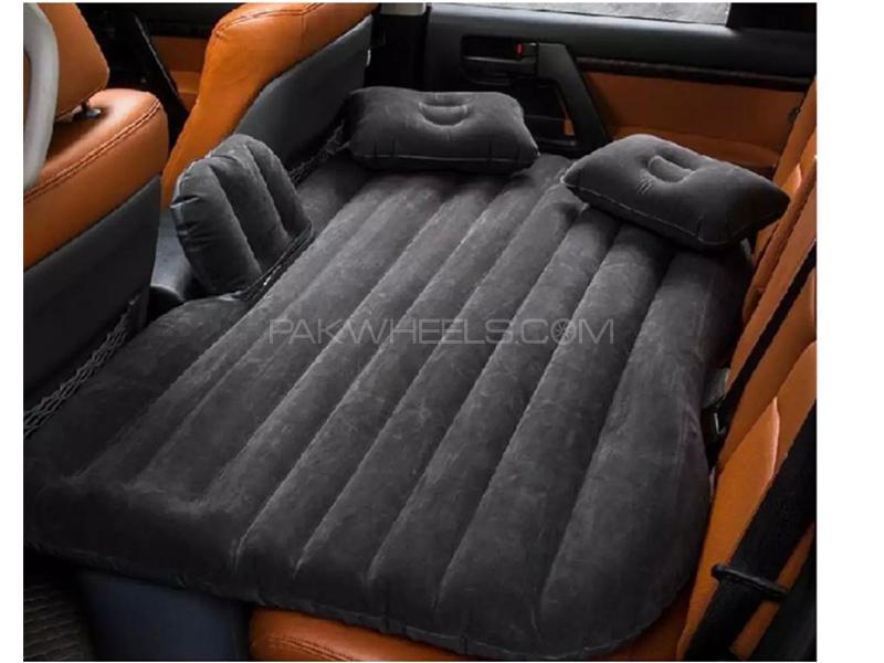 Universal Inflatable Car Air Mattress - Black | Car Traveling Bed | Portable Mattress Image-1