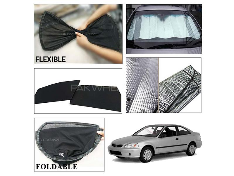 Honda Civic 1997-2001 Foldable Shades And Front Silver Shade - Bundle Pack  for sale in Karachi Image-1