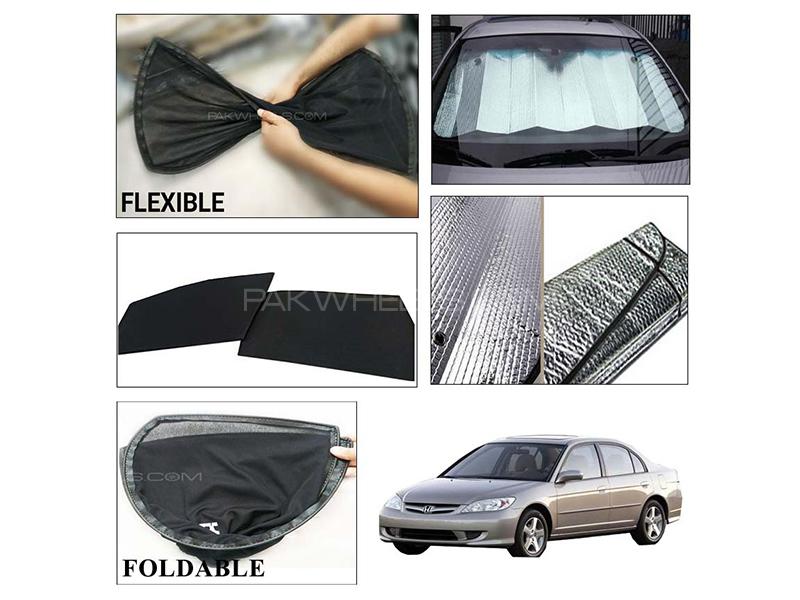 Honda Civic 2002-2006 Foldable Shades And Front Silver Shade - Bundle Pack  for sale in Karachi Image-1