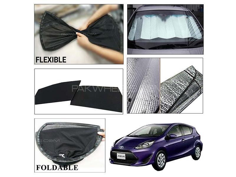 Toyota Aqua 2012-2021 Foldable Shades And Front Silver Shade - Bundle Pack  for sale in Karachi Image-1
