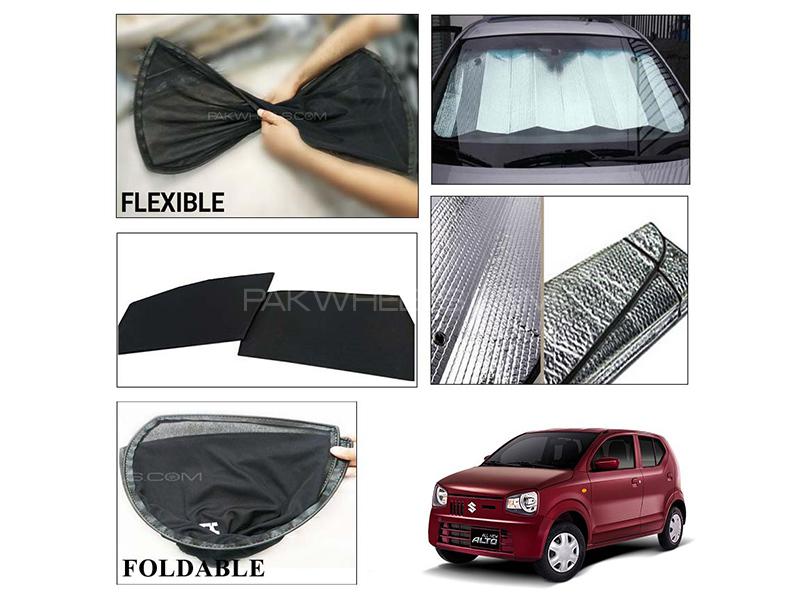 Suzuki Alto 2019-2021 Foldable Shades And Front Silver Shade - Bundle Pack  Image-1