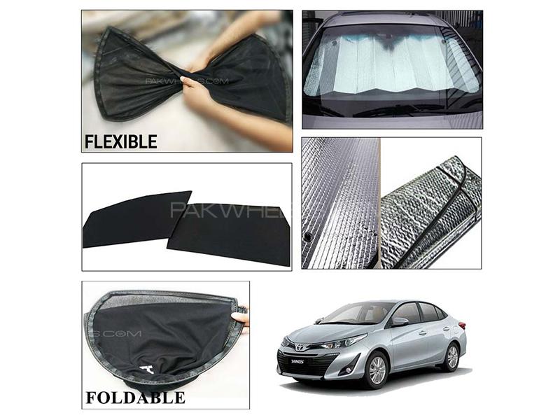Toyota Yaris 2020-2021 Foldable Shades And Front Silver Shade - Bundle Pack  for sale in Karachi Image-1