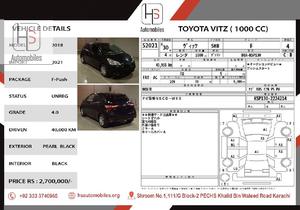 Used Toyota Vitz F 1.0 2018