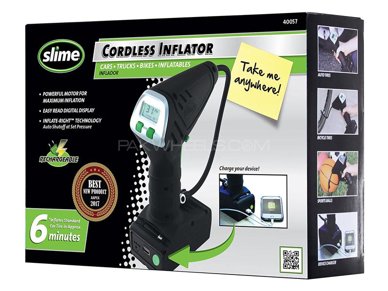 Slime Cordless Tire Inflator | Portable Air Compressor | Pump Digital Display | Lithium Ion Battery  Image-1