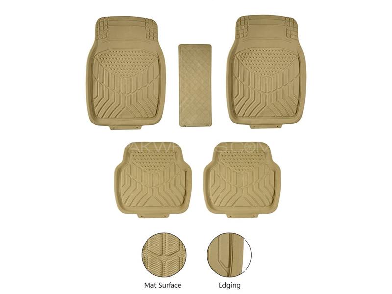 Diamond Pvc Standard Universal Car Floor Mat Beige 903 | All Weather Protection | Front And Rear  Image-1