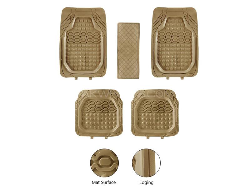 Diamond Pvc Standard Universal Car Floor Mat Beige 999 | All Weather Protection | Front And Rear Image-1