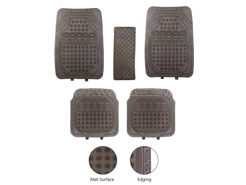Diamond Pvc Standard Universal Car Floor Mat Smoke 999 | All Weather Protection | Front And Rear Image-1