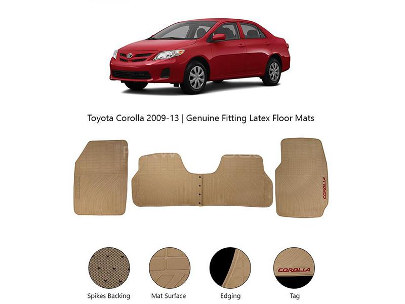 Diamond Latex Premium Beige Toyota Corolla 2009-2014 Floor Mats| Plastic | Water Proof | Rubber Mats Image-1