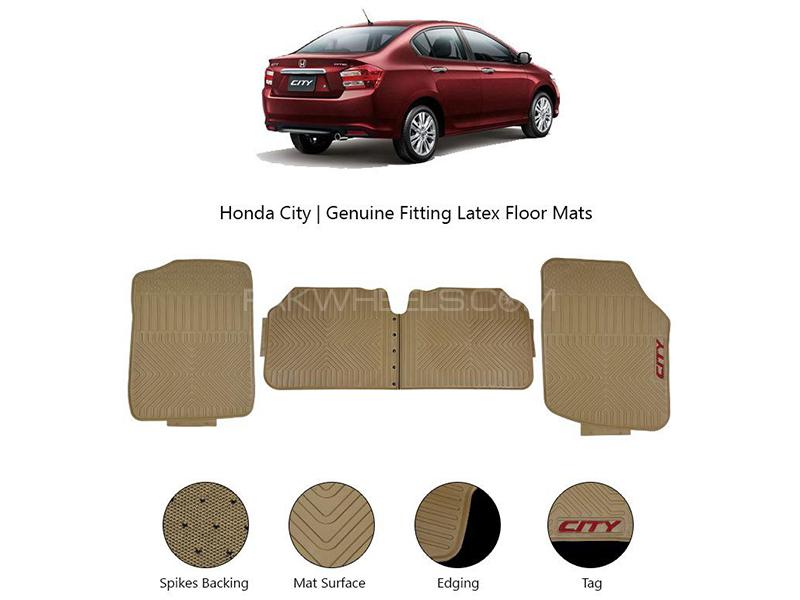 Diamond Latex Premium Beige Honda City 2009-2020 Floor Mats| Plastic | Water Proof | Rubber Mats Image-1
