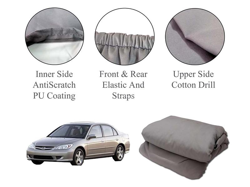 Honda Civic 2002-2006 PU Powder Coated Cotton Top Cover | Car Cover | Anti-Scratch | Dust Proof  Image-1