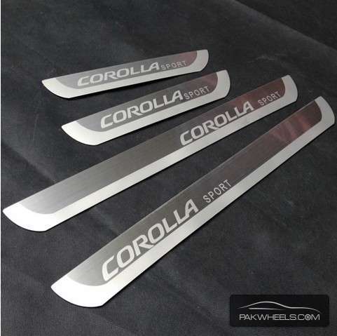 Corolla 2014 Door Sill Straight Style Metal with 3M tape Image-1