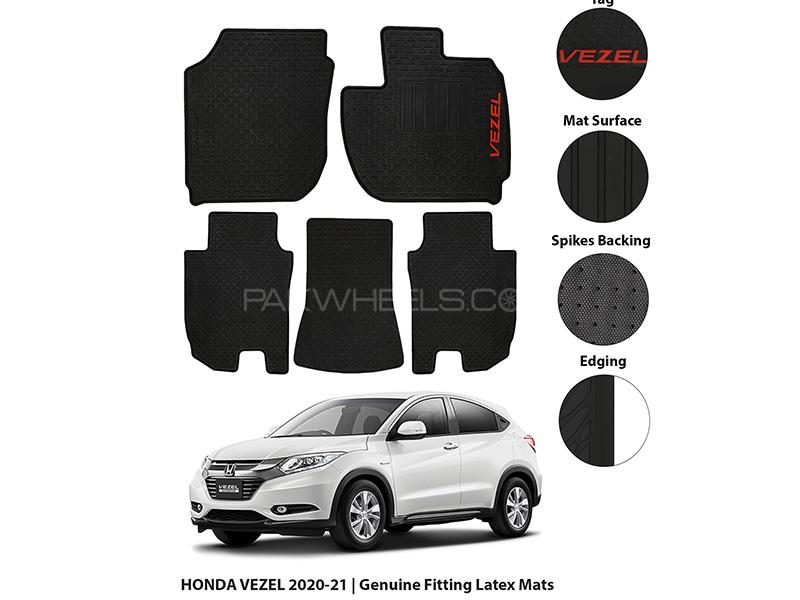 Diamond Latex Premium Black Honda Vezel Floor Mats| Plastic | Water Proof | Rubber Mats Image-1