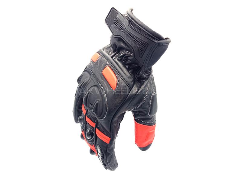 Motorcycle Genuine Touring Leather Gloves Red XL Image-1