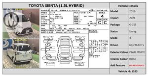 Used Toyota Sienta G 2016