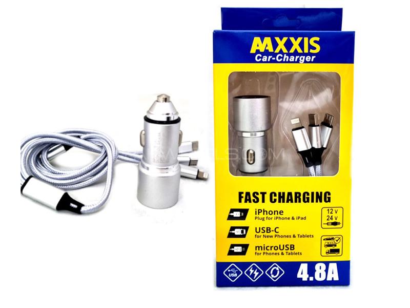 MAXXIS Car Cigarette Lighter Dual USB Port Charger With 3 in 1 Cable - 4.8A - 12v/24v MAXXIS Car Cigarette Lighter Dual USB Port Charger With 3 in 1 Cable - 4.8A - 12v/24v Image-2