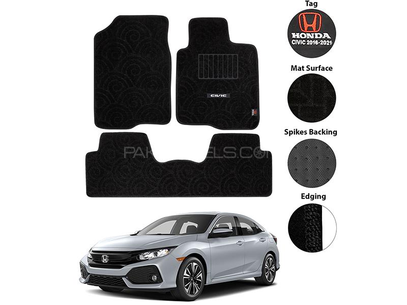 Honda Civic X 2016-2022 Carpet Premium Series Black Car Floor Mats Image-1