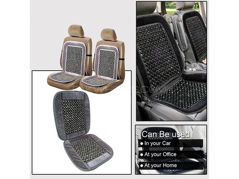 Universal SOGO Pearl Moti Summer Seat Cushion Velvet | Wooden Beaded Massage - Grey - 2Pcs Universal SOGO Pearl Moti Summer Seat Cushion Velvet | Wooden Beaded Massage - Grey - 2Pcs Image-3
