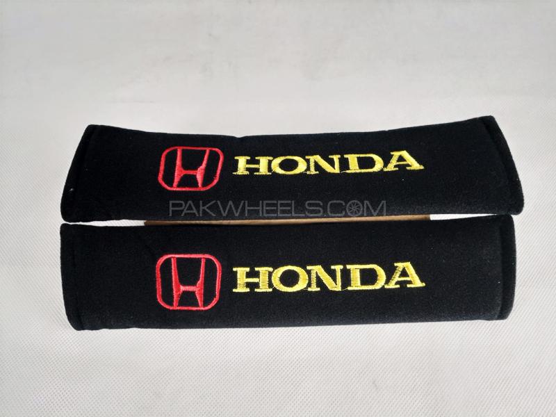 Car Honda Seat Belt Cover Black Velvet Pair Image-1