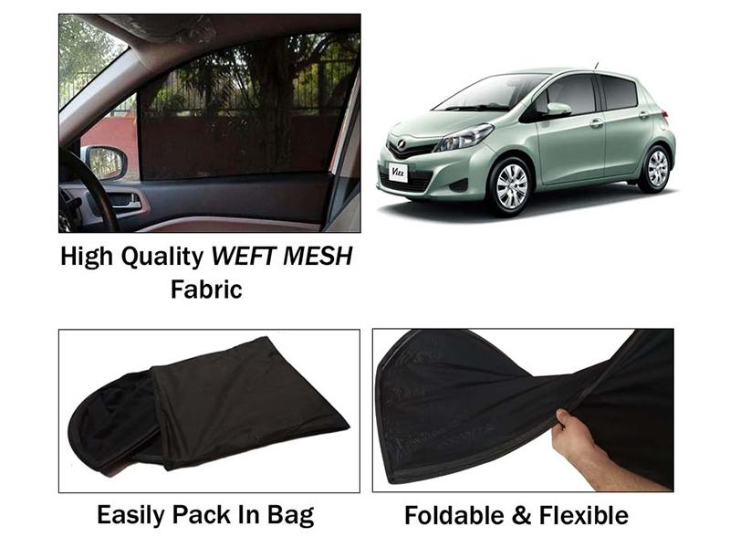 Toyota Vitz 2011-2016 Sun Shades | Heat Proof | Foldable | Mesh Fabric | 4 Pcs Set  Image-1