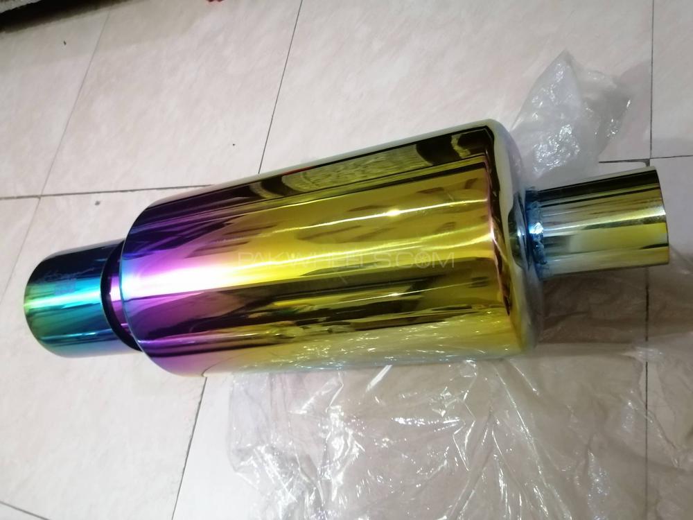 hks gold chrome extra large exhaust muffler Image-1