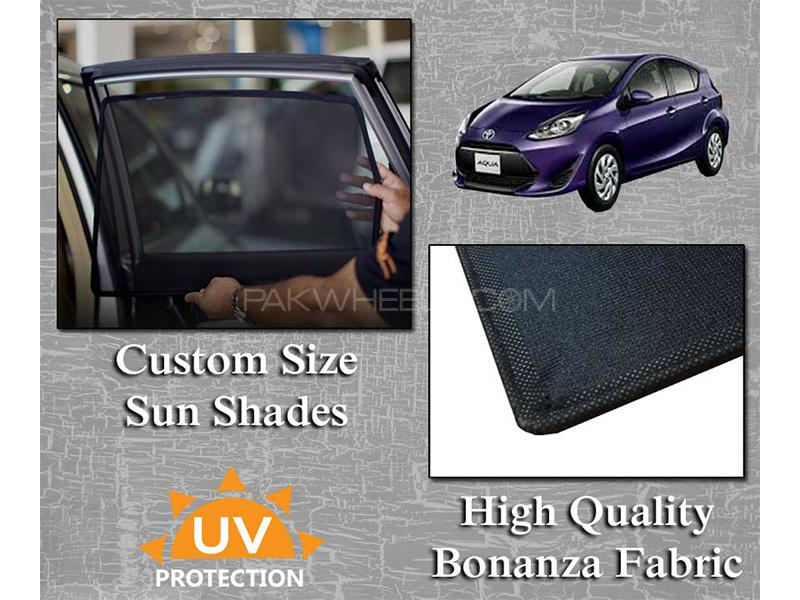 Toyota Aqua 2013-2022 Sun Shades | Bonanza Fabric | Thick Rods | Original Size Image-1