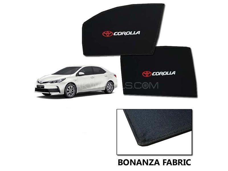 Toyota Corolla 2014-2021 Sun Shades With Logo | Bonanza Fabric | Heat Proof  Image-1