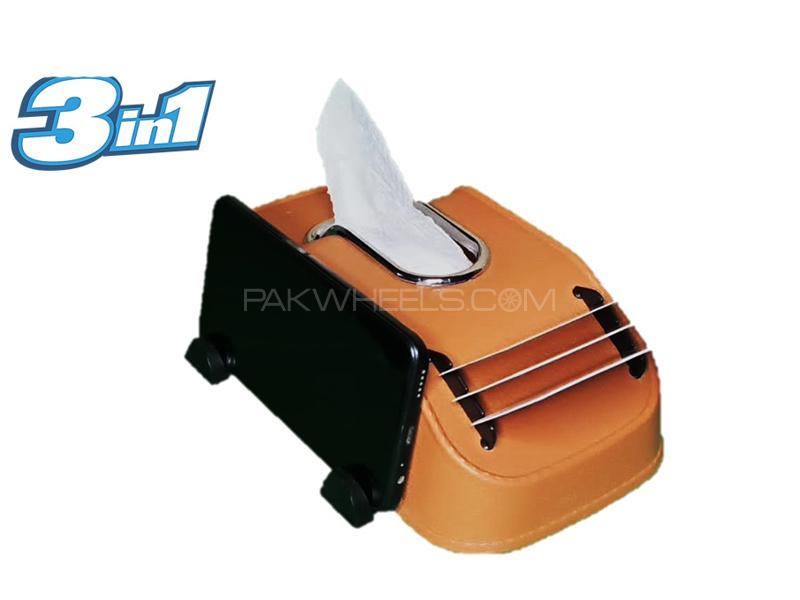 Car Dashboard Tissue Box Mobile Holder Card Holder Beige  Car Dashboard Tissue Box Mobile Holder Card Holder Beige  Image-2