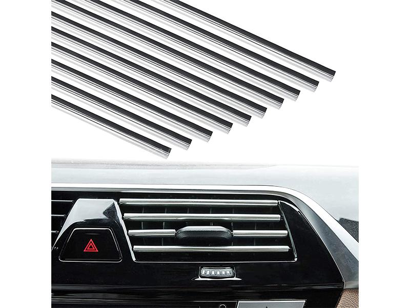 Universal Car AC Vent Molding - Silver  Image-1