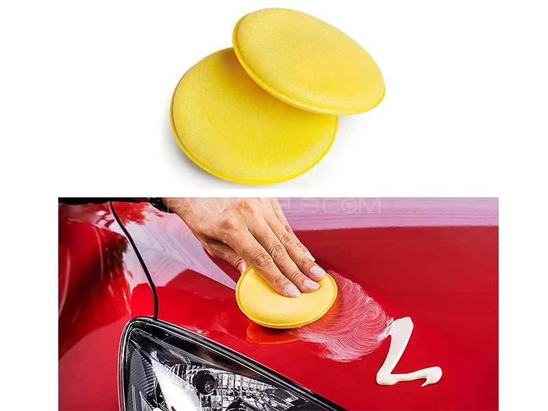 Applicator Pad | Car Polishing Pad | Yellow Color | Round Shape | Pack Of 10 Image-1