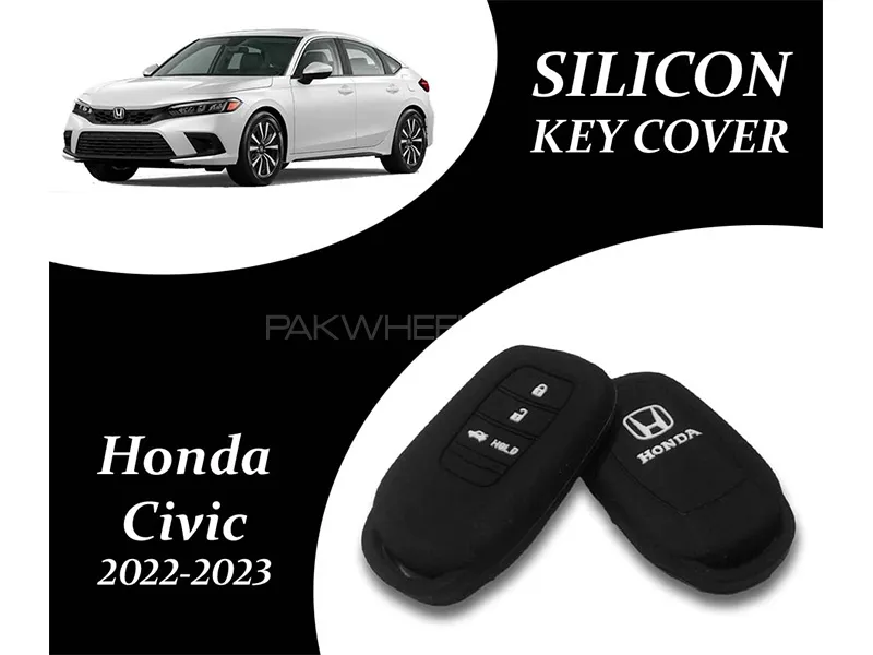 Honda Civic 2022-2023 Key Cover | Silicone | Black | Pack Of 1 Image-1
