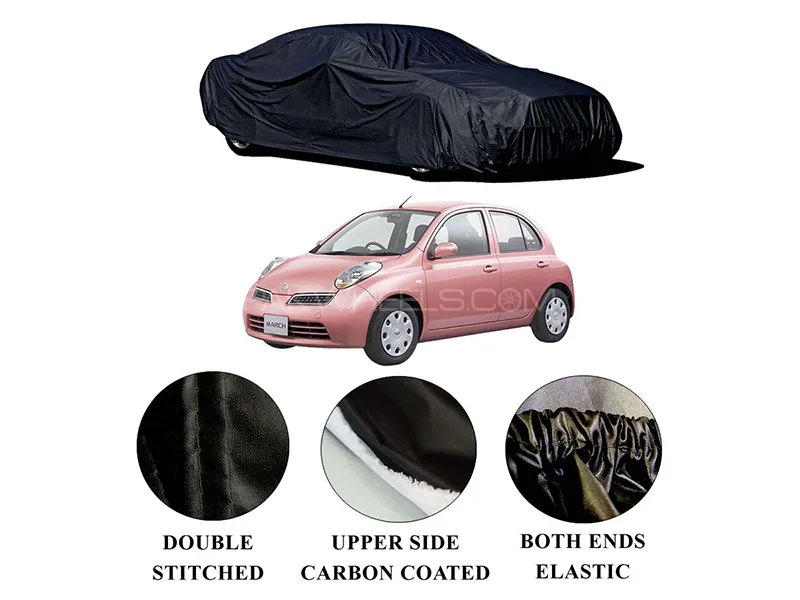 Nissan March 2002-2010 Polymer Carbon Coated Car Top Cover | Double Stitched | Water Proof Image-1