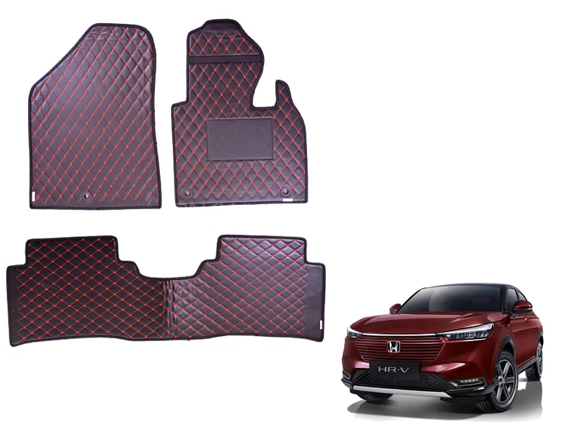 Honda HRV Diamond Cut Floor Mat Luxury Floor Mat Premium Bla Image-1