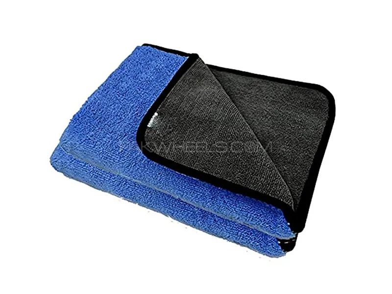 Microfiber Towel 40cmx30cm Blue And Grey Twin Color Laminated 800GSM - Pack Of 1 Image-1