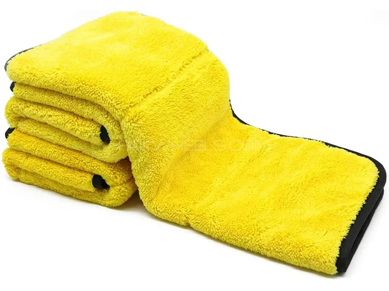 MicroFiber Towel Yellow And Grey 40cmx40cm Plush Interline 1050GSM - Pack Of 3 Image-1