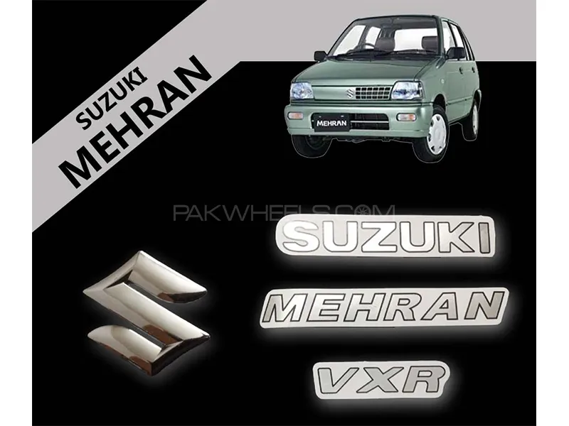 Suzuki Mehran 1988-2019 Monograms | Front & Rear | 4 pcs | Front Chrome & Rear Stickers