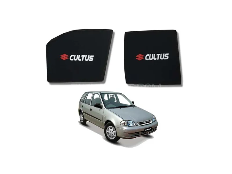 Suzuki Cultus 2007-2017 Fix Side Shade With Logo Black UV Protection Heat Protection Image-1