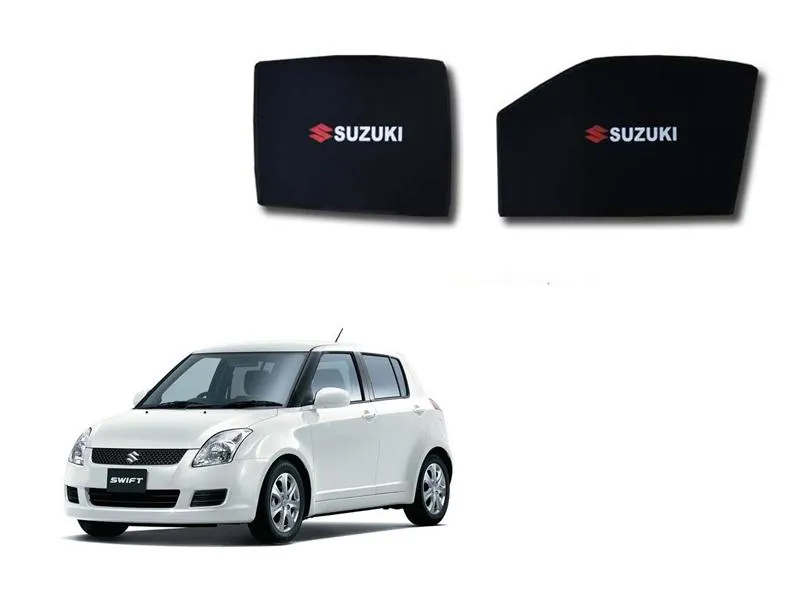 Suzuki Swift 2010-2021 Fix Side Shade With Logo Black UV Protection Heat Protection