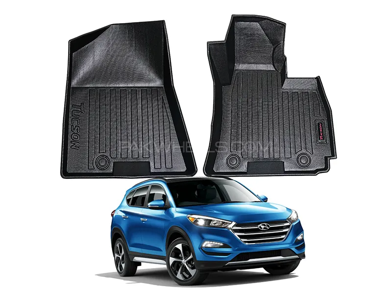 Hyundai Tucson 9D Luxury Plastic Tray Floor Mat Set Black Image-1