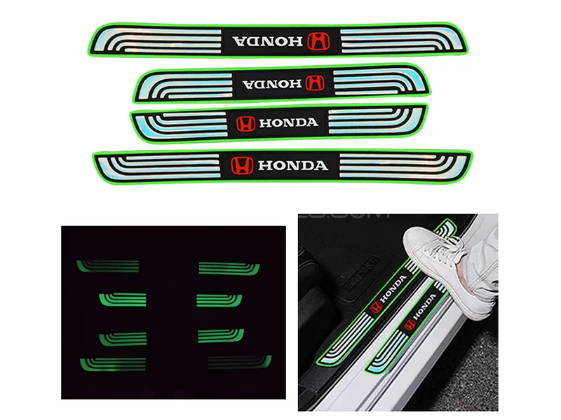 Honda Logo Rubber Door Sill Protector With Neon Image-1