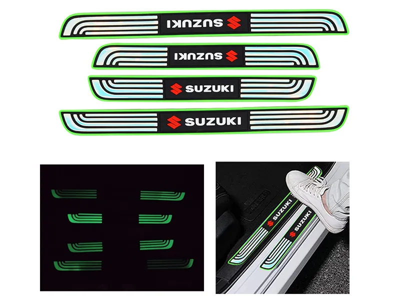 Suzuki Logo Rubber Door Sill Protector With Neon Image-1